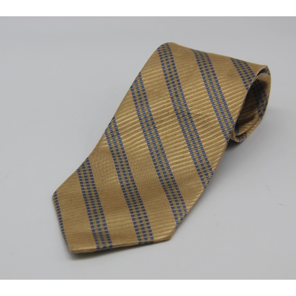 Vintage Brooks Brothers Basics Silk Tie Mens Yellow Stripe USA Old Money Classic